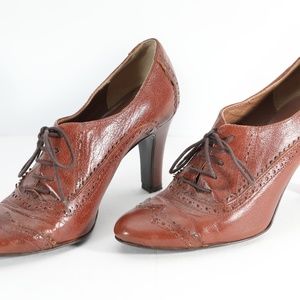 Italian High-Heeled Brogue Oxford Leather Shoes